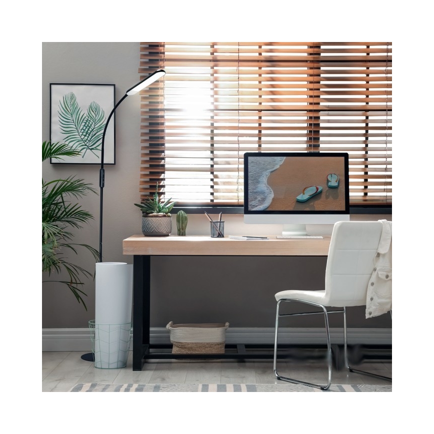 Candeeiro de chão LED com regulação TEILO LED/10W/230V 3000/4000/6500K preto + comando