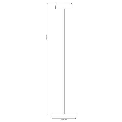 Candeeiro de chão LED para exterior tátil com regulação TRYPOLIS LED/2W/5V USB 1800 mAh IP44 preto