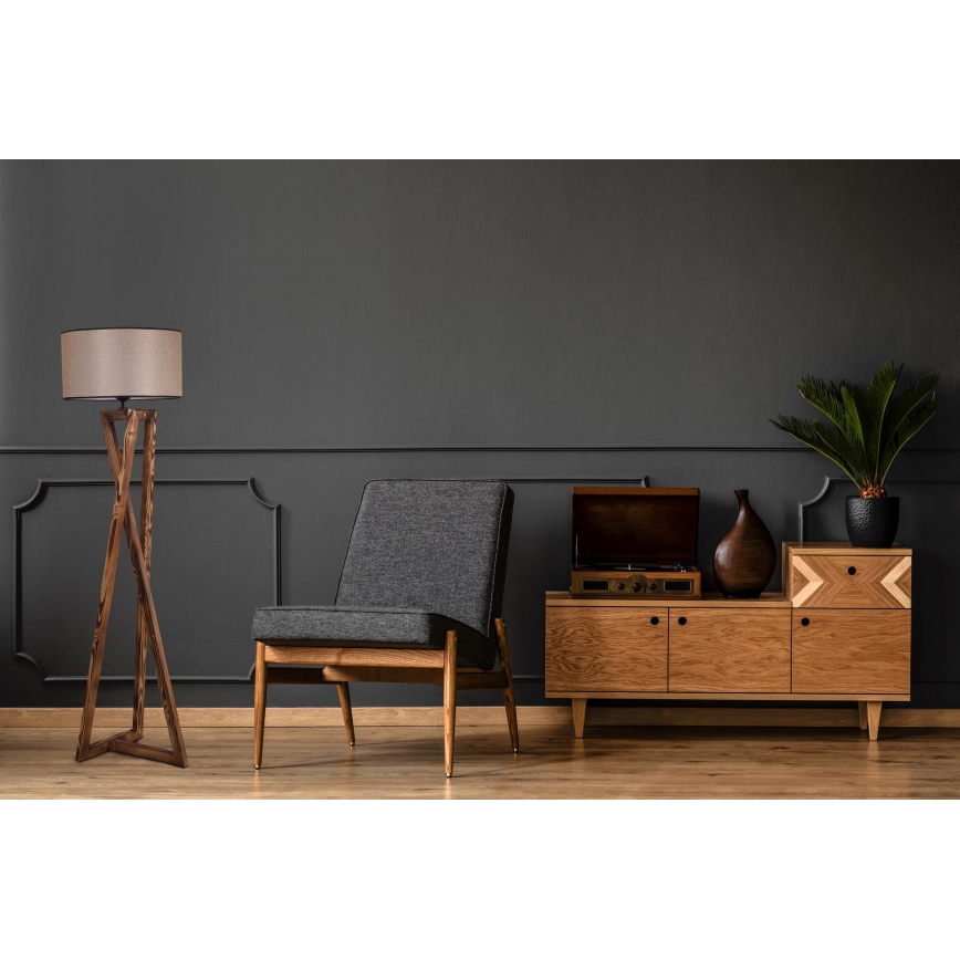 Candeeiro de chão MACKA 1xE27/60W/230V bege/castanho