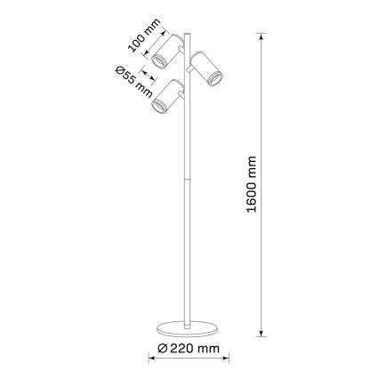 Candeeiro de chão PARIS 3xGU10/12W/230V preto