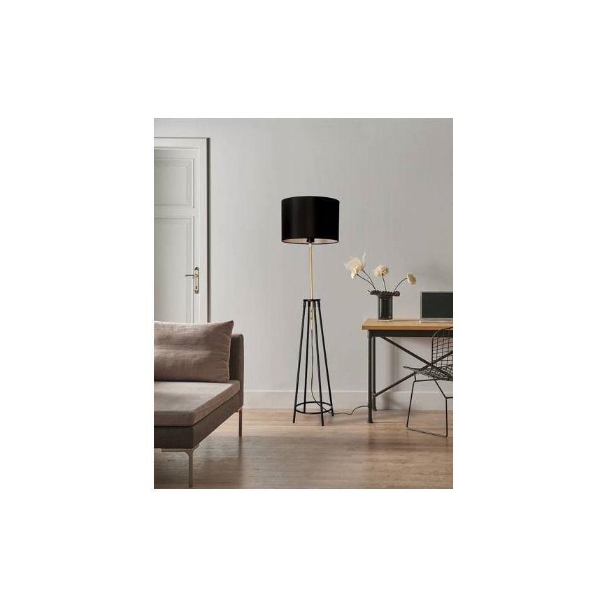 Candeeiro de chão TEGOLA 1xE27/60W/230V preto/dourado