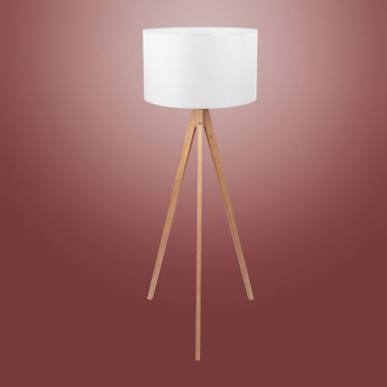 Candeeiro de chão TREVISO 1xE27/25W/230V branco/madeira