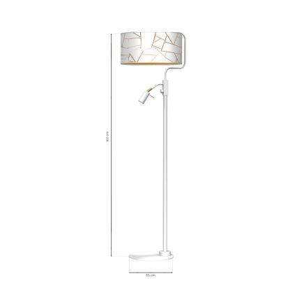 Candeeiro de chão ZIGGY 1xE27/40W/230V + 1xGU10/MR11/7W branco/dourado