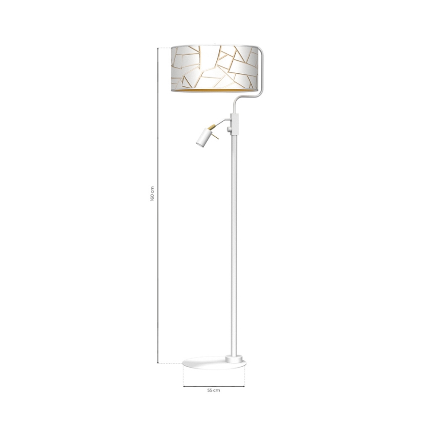 Candeeiro de chão ZIGGY 1xE27/40W/230V + 1xGU10/MR11/7W branco/dourado