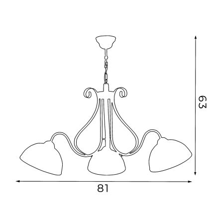 Candeeiro de teto com corrente ANTICA 3xE27/60W/230V