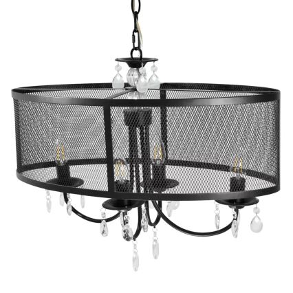 Candeeiro de teto com corrente BRESSO 4xE14/12W/230V preto