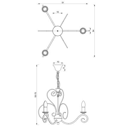 Candeeiro de teto suspenso MAURO 3xE14/60W/230V