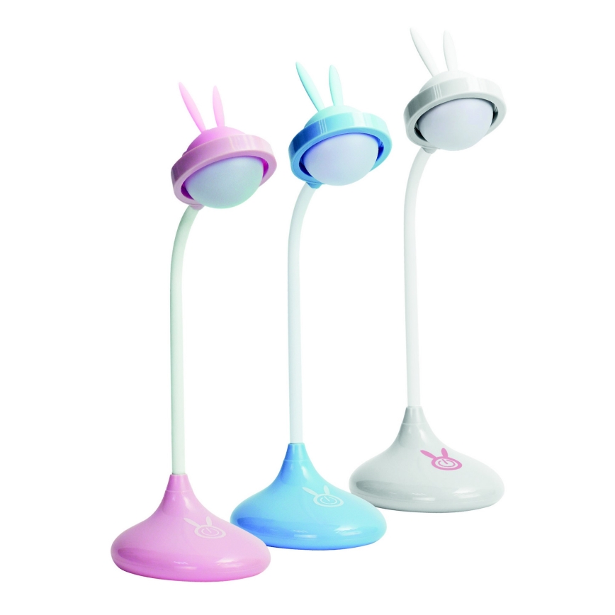 Candeeiro de criança LED de toque RABBIT LED/0,4W/5V 3000/6500K azul + USB