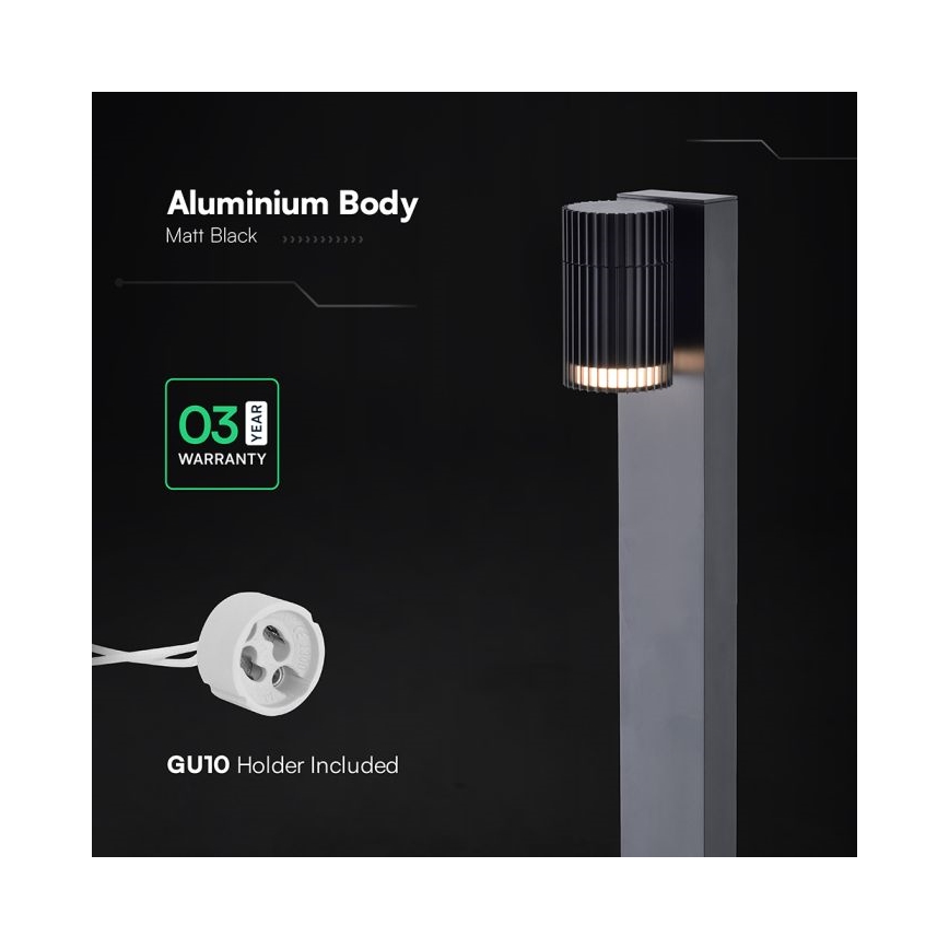 Candeeiro de exterior 1x GU10/10W/230V IP44, 80 cm, preto