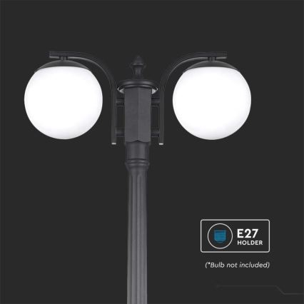 Candeeiro de exterior 2xE27/60W/230V IP44 199 cm preto