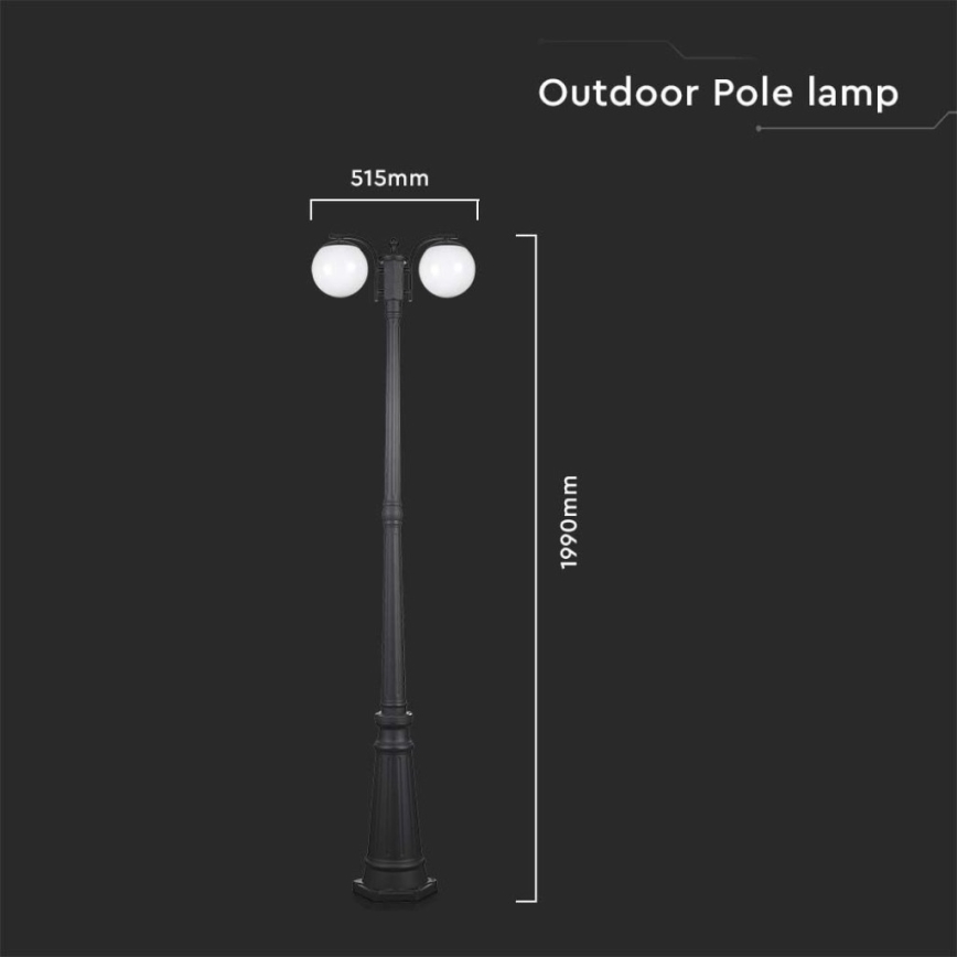 Candeeiro de exterior 2xE27/60W/230V IP44 199 cm preto