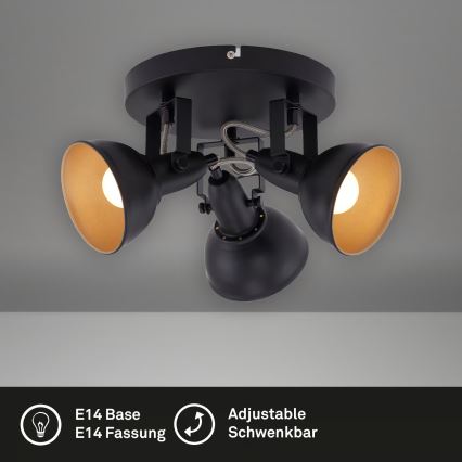 Candeeiro de focos 3xE14/40W/230V preto