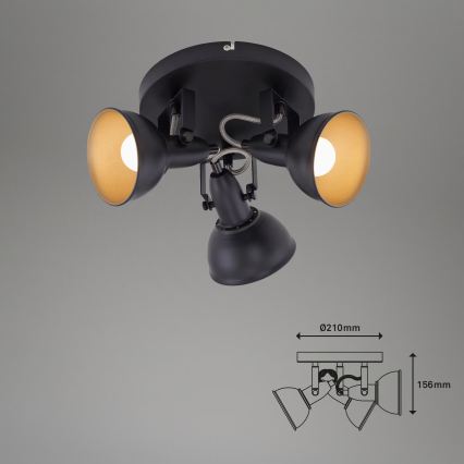Candeeiro de focos 3xE14/40W/230V preto