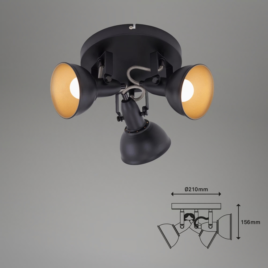 Candeeiro de focos 3xE14/40W/230V preto