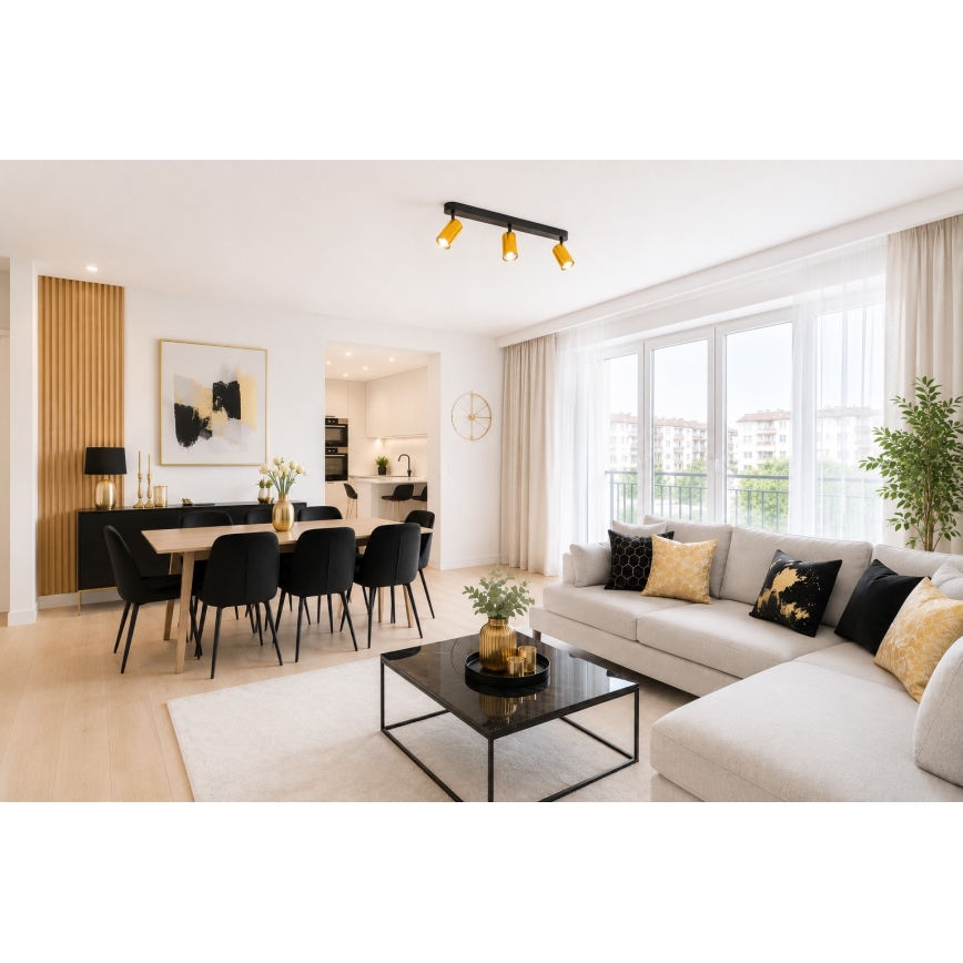 Candeeiro de focos FAMA 3x GU10/30W/230V dourado/preto