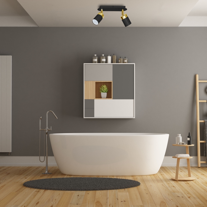 Candeeiro de focos JOKER 2xGU10/25W/230V preto/dourado