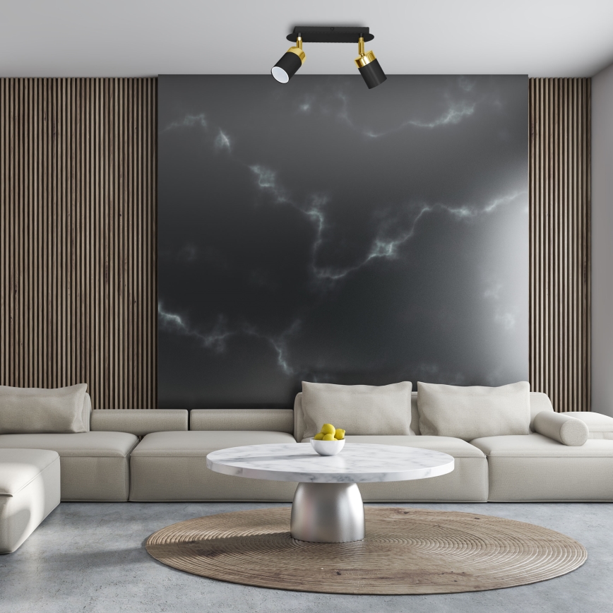 Candeeiro de focos JOKER 2xGU10/25W/230V preto/dourado