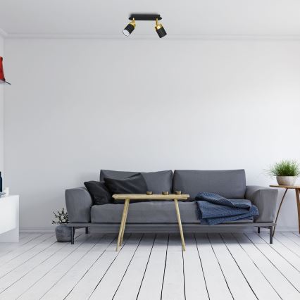 Candeeiro de focos JOKER 2xGU10/25W/230V preto/dourado