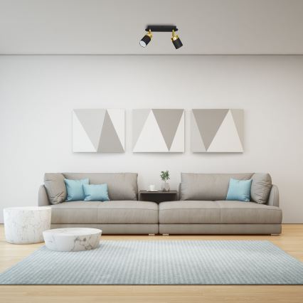 Candeeiro de focos JOKER 2xGU10/25W/230V preto/dourado