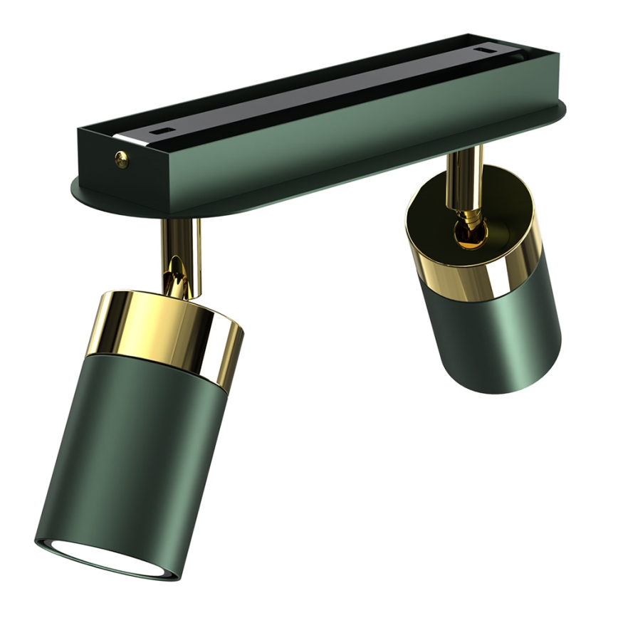 Candeeiro de focos JOKER 2xGU10/25W/230V verde/dourado