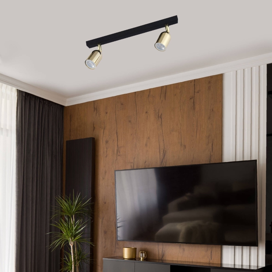 Candeeiro de focos LED TOP 2xGU10/10W/230V preto/dourado