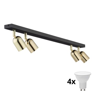 Candeeiro de focos LED TOP 4xGU10/10W/230V preto/dourado