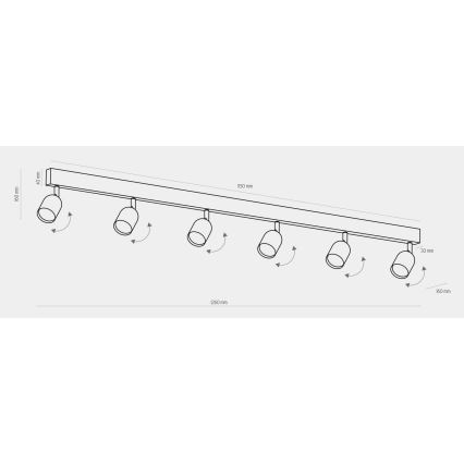 Candeeiro de focos LED TOP 6xGU10/10W/230V dourado/preto