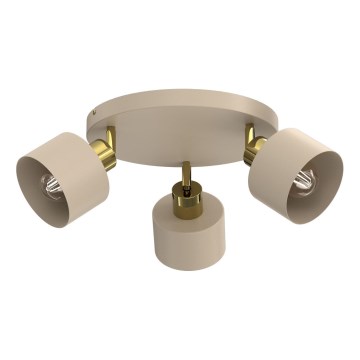 Candeeiro de focos PARKLA 3xE27/15W/230V bege/dourado