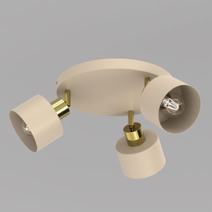 Candeeiro de focos PARKLA 3xE27/15W/230V bege/dourado