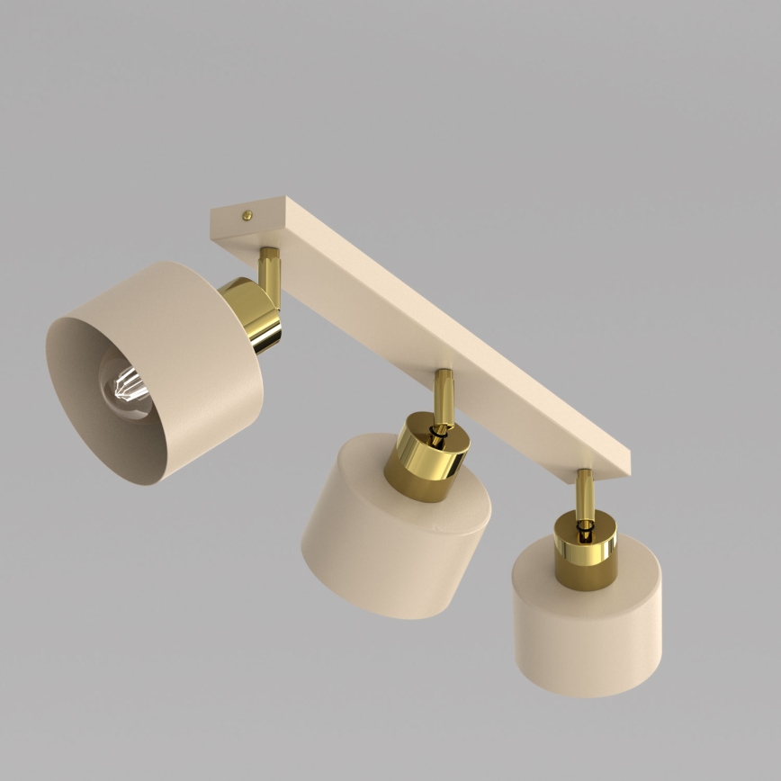 Candeeiro de focos PARKLA 3xE27/15W/230V bege/dourado