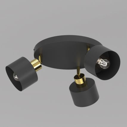 Candeeiro de focos PARKLA 3xE27/15W/230V preto/dourado
