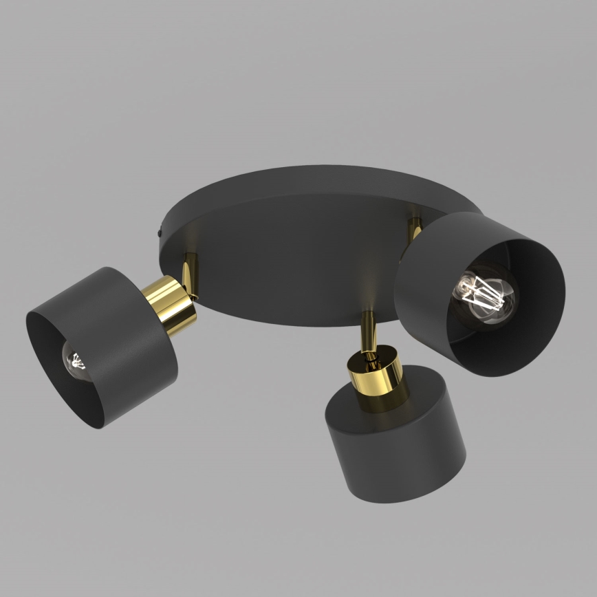Candeeiro de focos PARKLA 3xE27/15W/230V preto/dourado