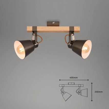 Candeeiro de focos RETRO 2xE27/40W/230V castanho