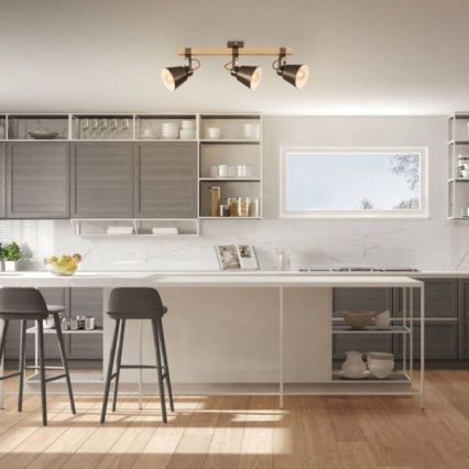 Candeeiro de focos RETRO 3xE27/40W/230V castanho