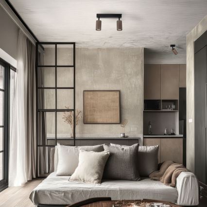 Candeeiro de focos TUNE 2xGU10/10W/230V preto/castanho