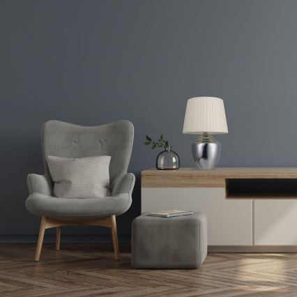 Candeeiro de mesa 1xE27/25W/230V cromado brilhante