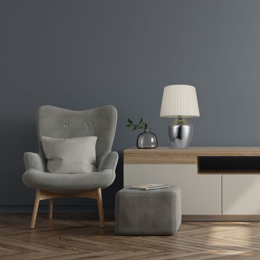 Candeeiro de mesa 1xE27/25W/230V cromado brilhante