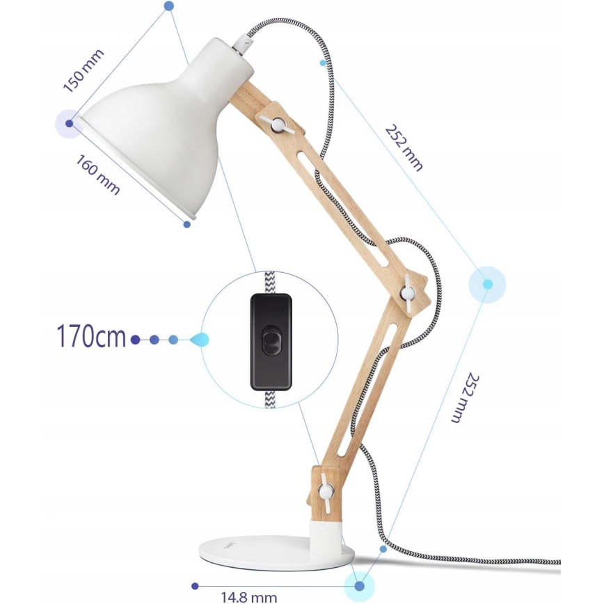 Candeeiro de mesa 1xE27/40W/230V branco