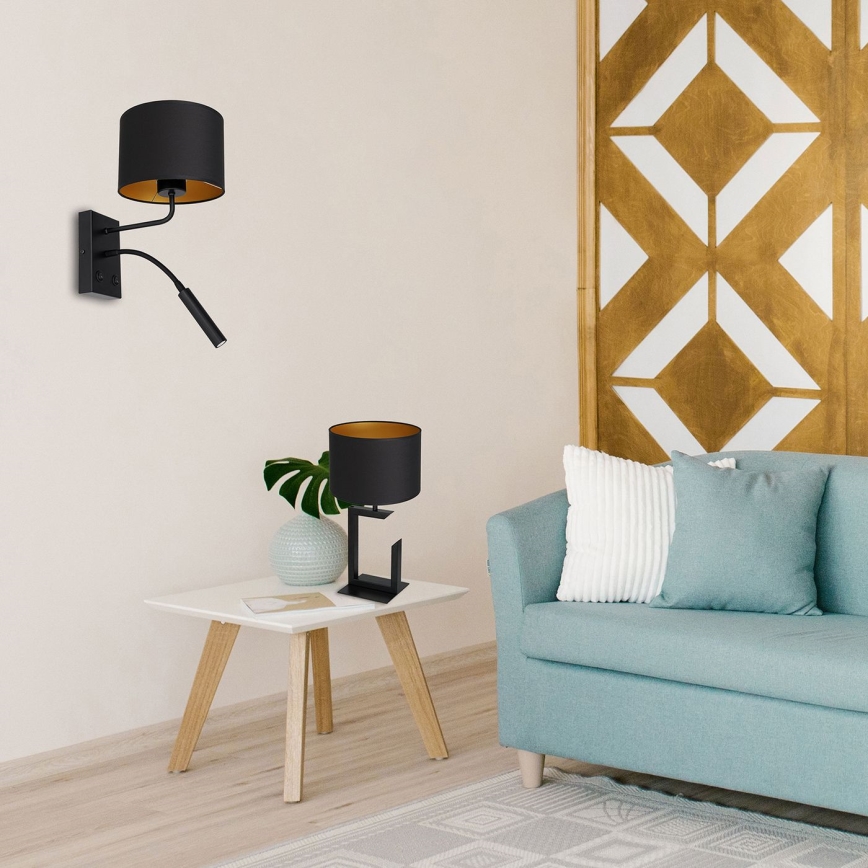 Candeeiro de mesa 1xE27/60W/230V 45 cm preto/dourada