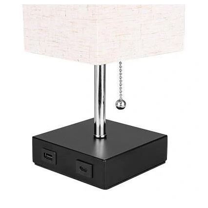 Candeeiro de mesa 1xE27/60W/230V com USB carregador