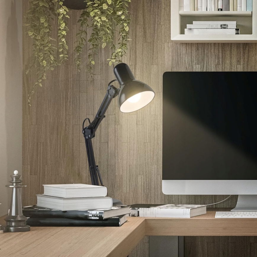 Candeeiro de mesa 2 em 1 com clipe 1xE27/60W/230V preto