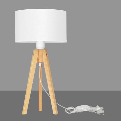 Candeeiro de mesa ALBA 1xE27/15W/230V branco/pinho