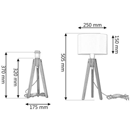 Candeeiro de mesa ALBA 1xE27/15W/230V branco/pinho