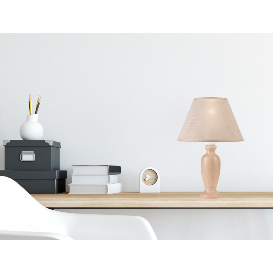 Candeeiro de mesa AMFORA 1xE27/60W/230V bege/faia