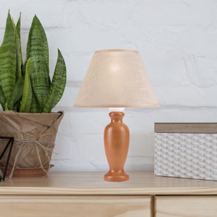 Candeeiro de mesa AMFORA 1xE27/60W/230V castanho/faia