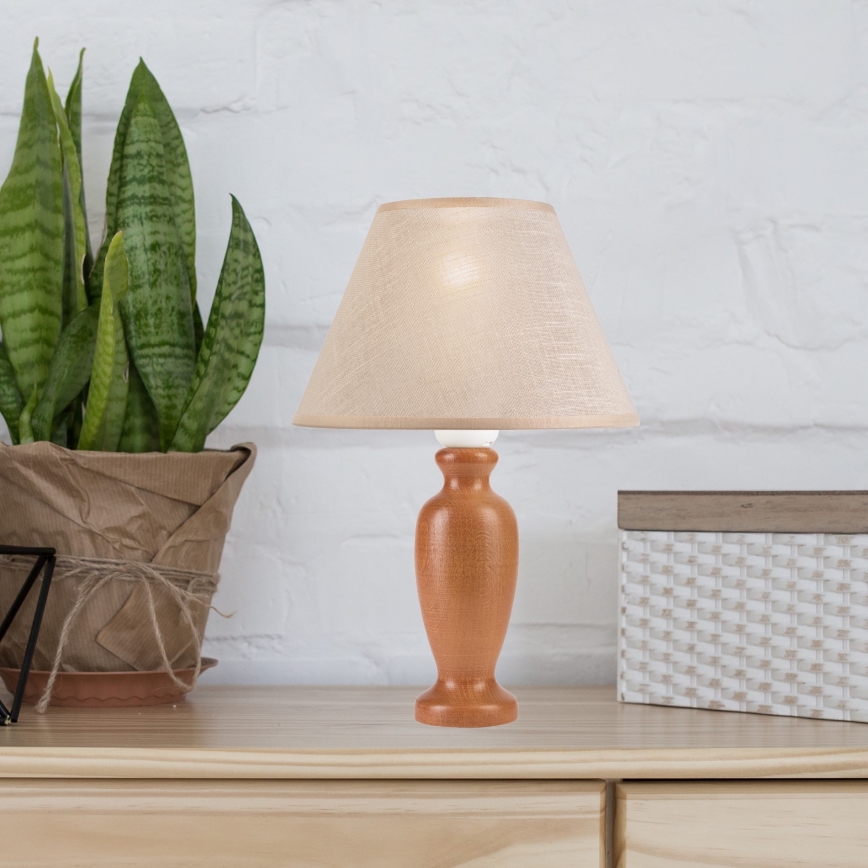 Candeeiro de mesa AMFORA 1xE27/60W/230V castanho/faia