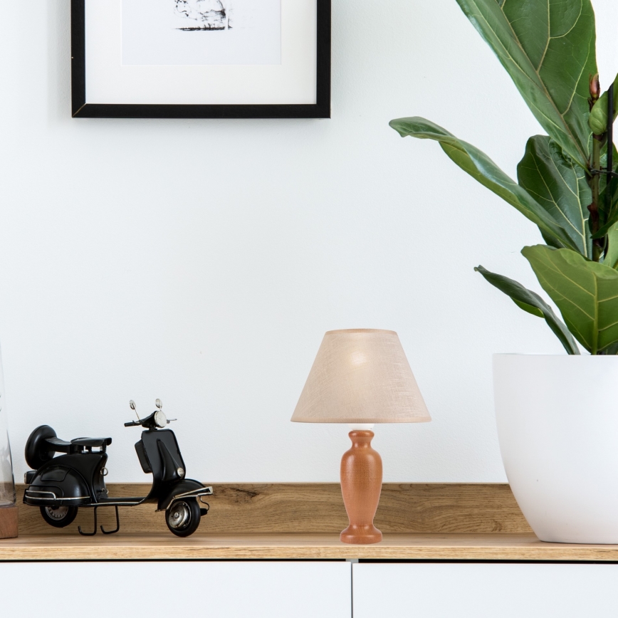 Candeeiro de mesa AMFORA 1xE27/60W/230V castanho/faia