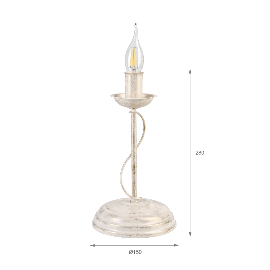 Candeeiro de mesa ANTON 1xE14/60W/230V pátina branca