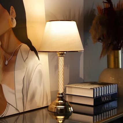 Candeeiro de mesa AYD 1xE27/40W/230V bege/dourado