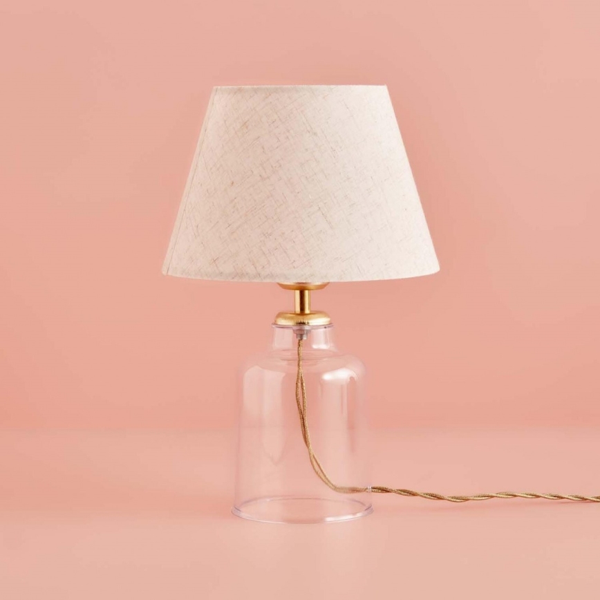 Candeeiro de mesa AYD 1xE27/40W/230V creme/transparente